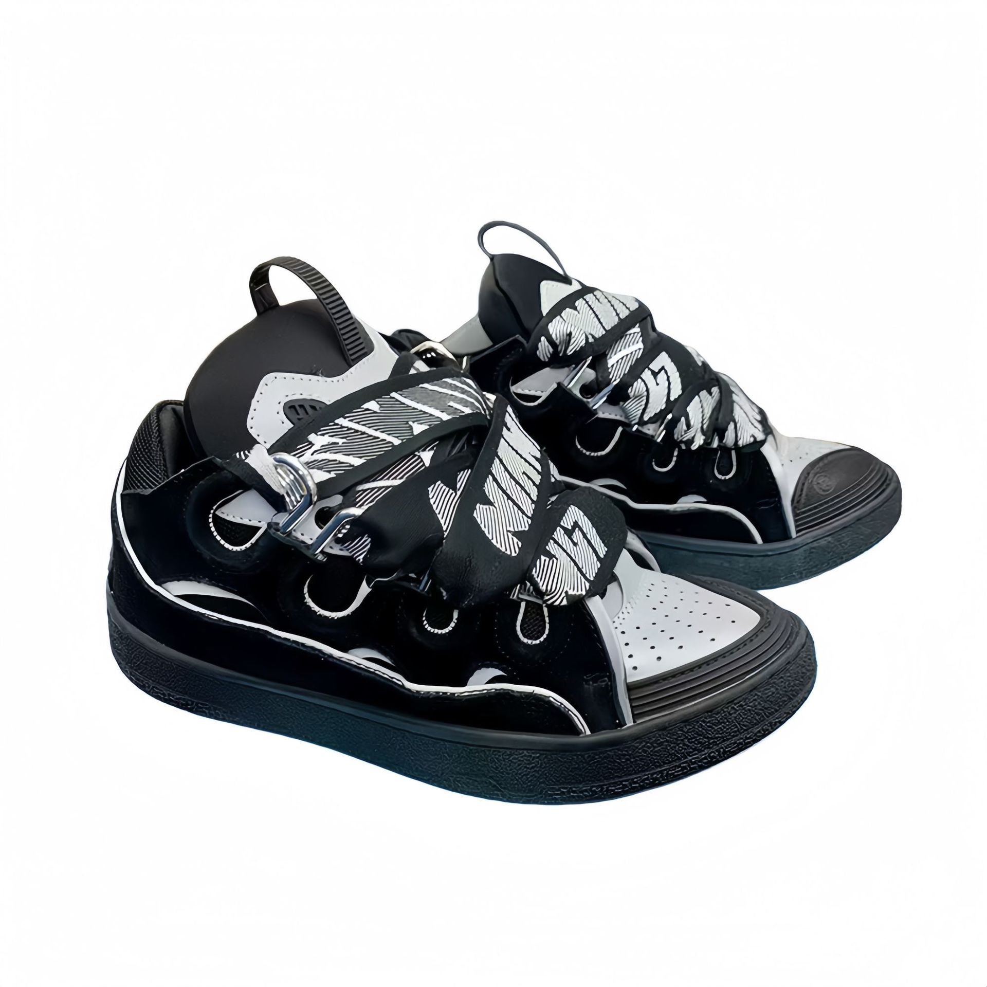 Ins lanvin bread dad shoes men’s and women’s leather patchwork tie back curb shoes german training trendy sports casual sneakers