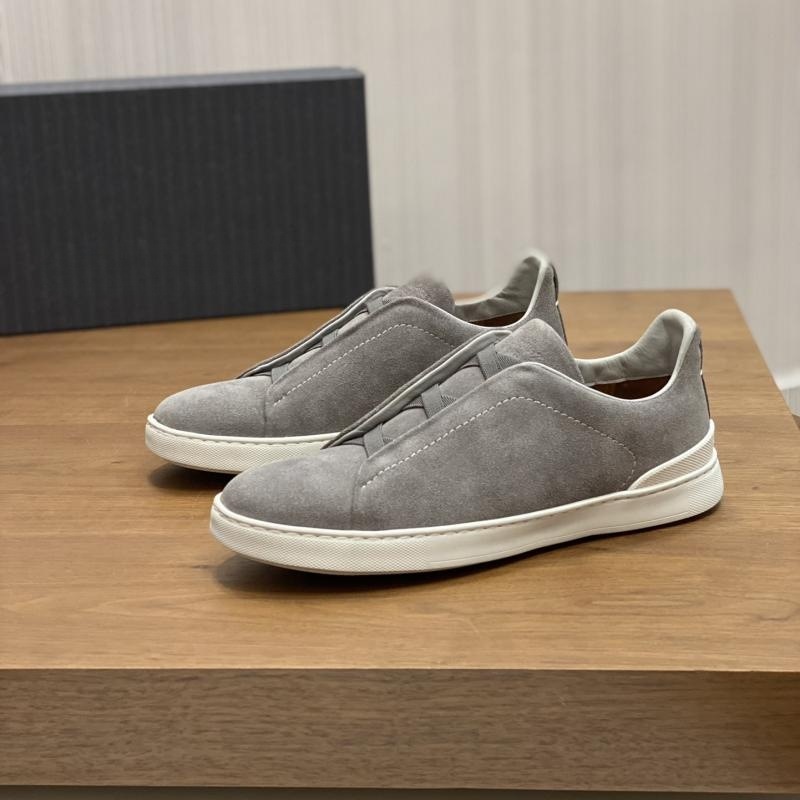 European men’s genuine leather elastic band sneakers low-top white shoes slip-on loafers casual shoes