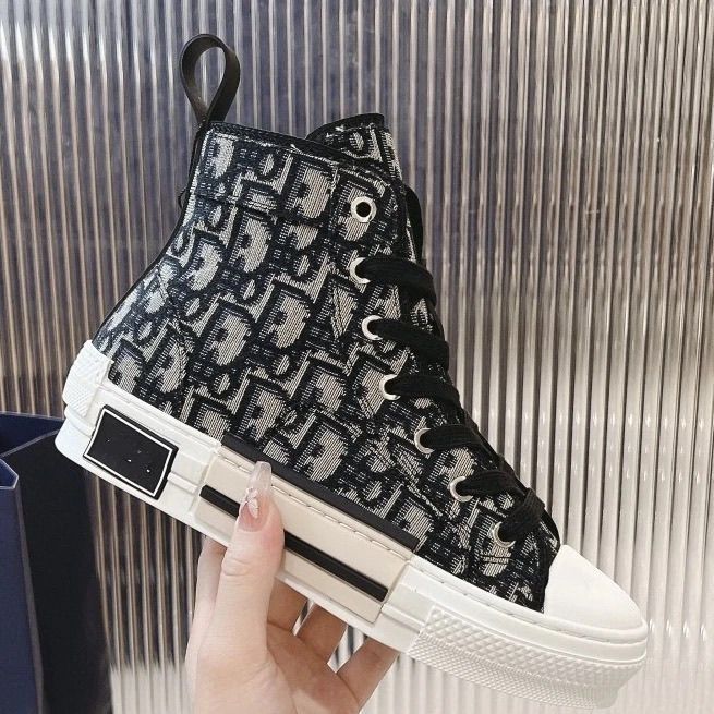 European station d brand high-top casual shoes lace-up athletic sneakers canvas monogram letter print versatile breathable b23 men’s