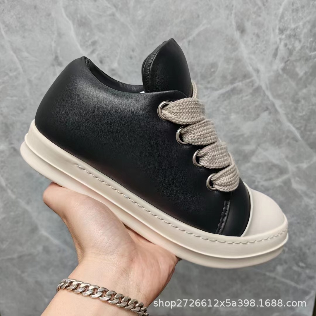 New arrival high street trendy brand ro jigglypuff bread shoes dark thick shoelaces round toe chubby couple low ankle sneakers