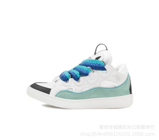 Langfan men’s and women’s leather patchworktie backcurb sports casual shoes retro sneakers cross-border new arrival dad shoes