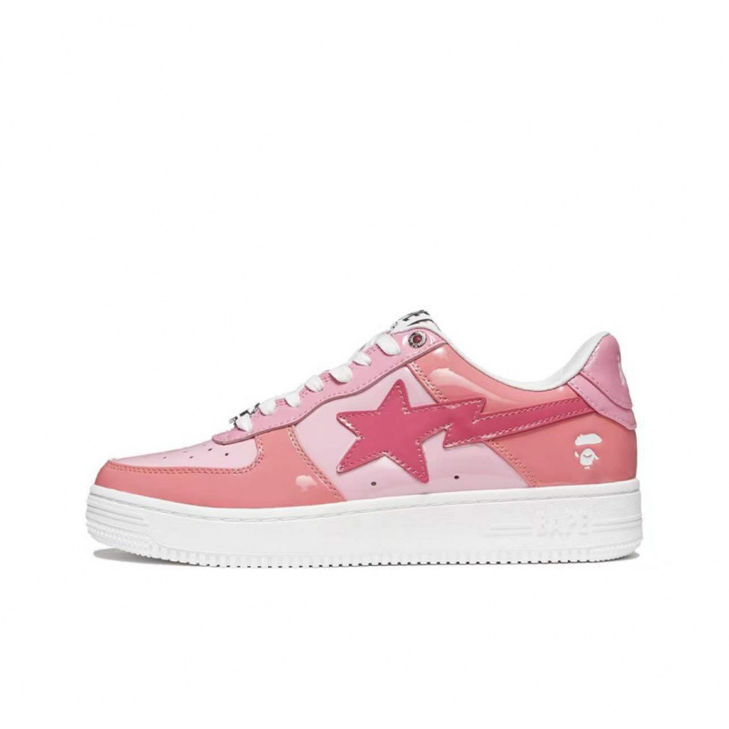 Black and white multi-color patent leather trendy couple’s low-top casual sneakers