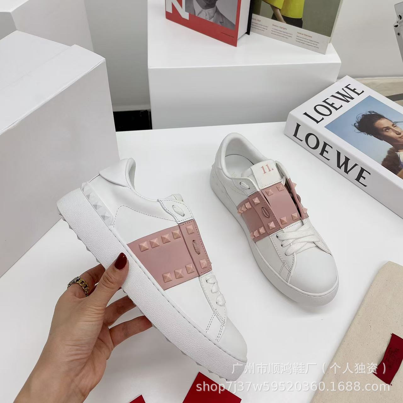 Dropshipping rivet white sneakers – women’s fashion skate shoes, versatile summer style, unisex casual athletic shoes, couple’s shoes