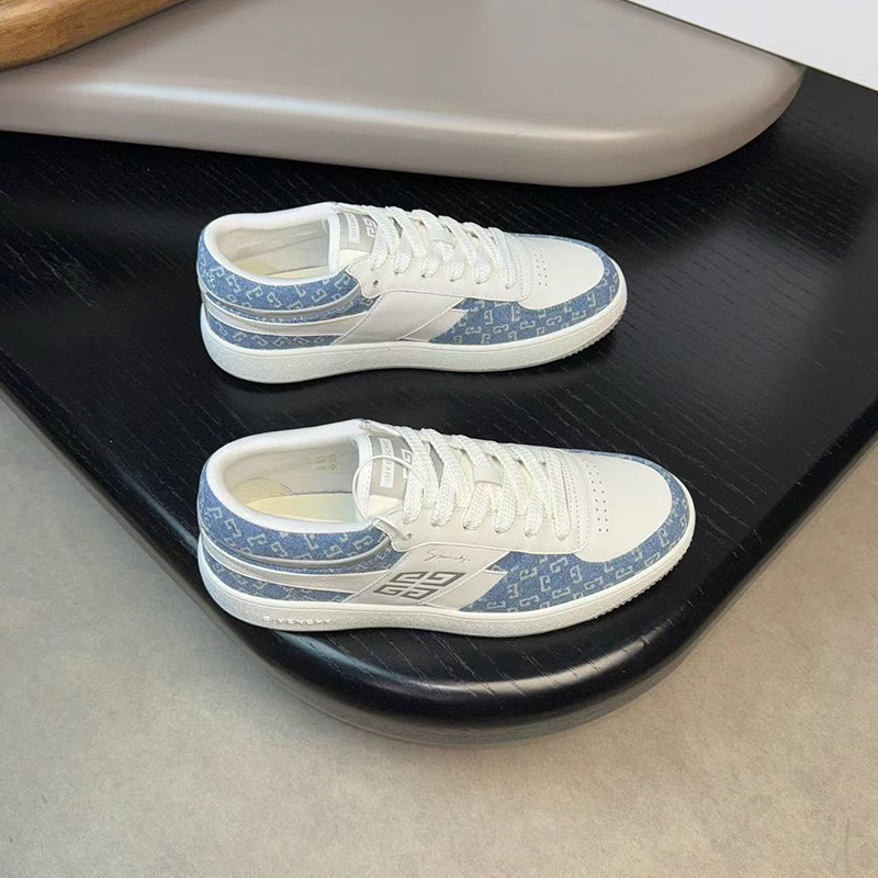 European station classic print men’s leather patchwork casual shoes – light luxury, fashionable, versatile, athletic skate shoes, white sneakers, trendy style