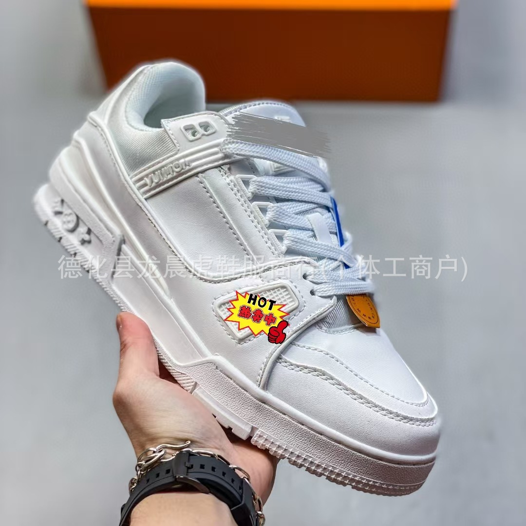 Guangzhou factory direct: traienr women’s white cement black denim chunky sole casual sneakers – unisex style