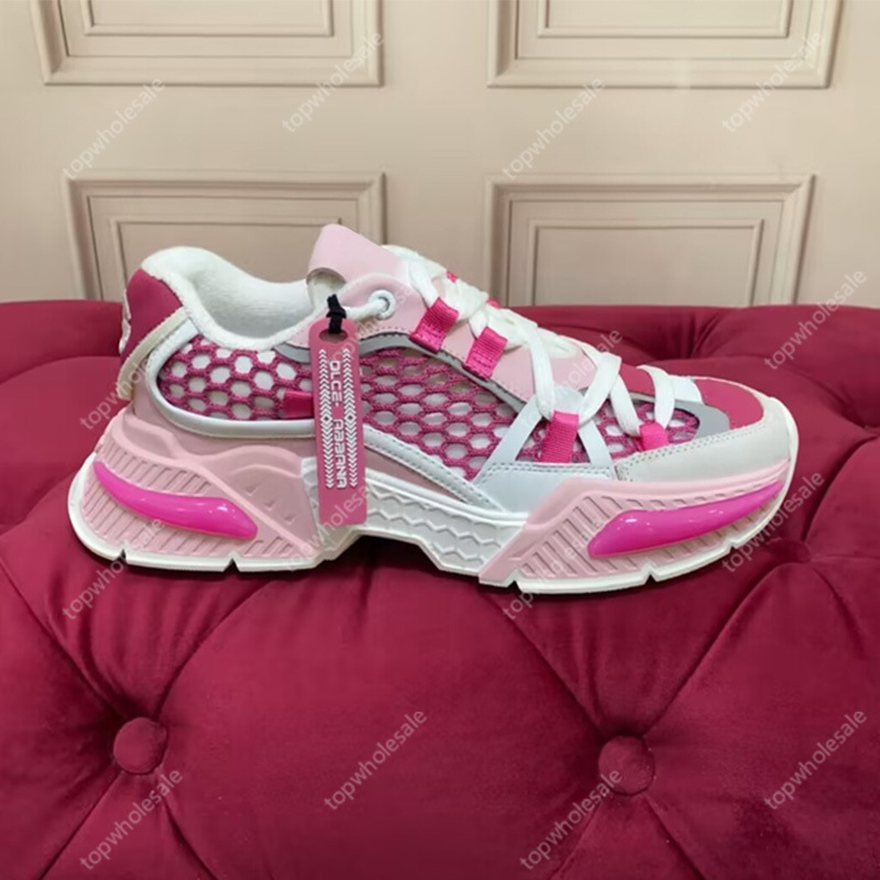 Ready-to-ship, original design, color-blocked chunky platform white sneakers. height-increasing, couple’s style, mesh upper, athletic, casual, breathable, dad shoes for men