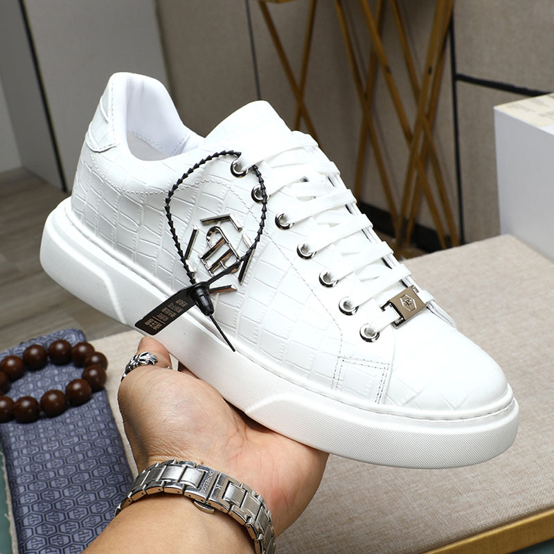 Thick sole sneakers for men, trendy brand, accessible luxury cowhide, breathable casual shoes, easiest for matchplaid outdoor sports white shoes for men