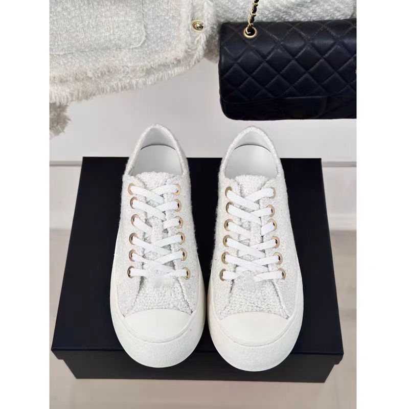Classic summer new genuine leather tweed metal buckle height increasing thick sole casual sneakers white shoes for women