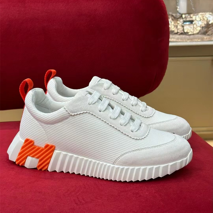 European station 2025 new h-style men’s genuine leather thick-soled shock-absorbing running shoes casual white sneakers athletic shoes