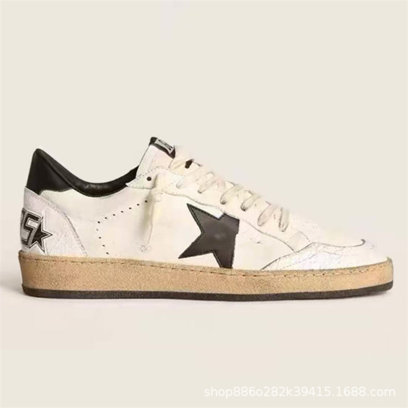 Korean gg distressed star dirty shoes for women 2024 classic easiest for match men’s sneakers hidden heel dirty cowhide white shoes