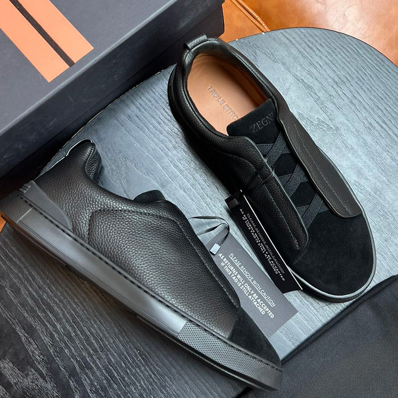 European autumn men’s genuine leather casual high-end sneakers, elastic white shoes, slip-on loafers, lazy shoes