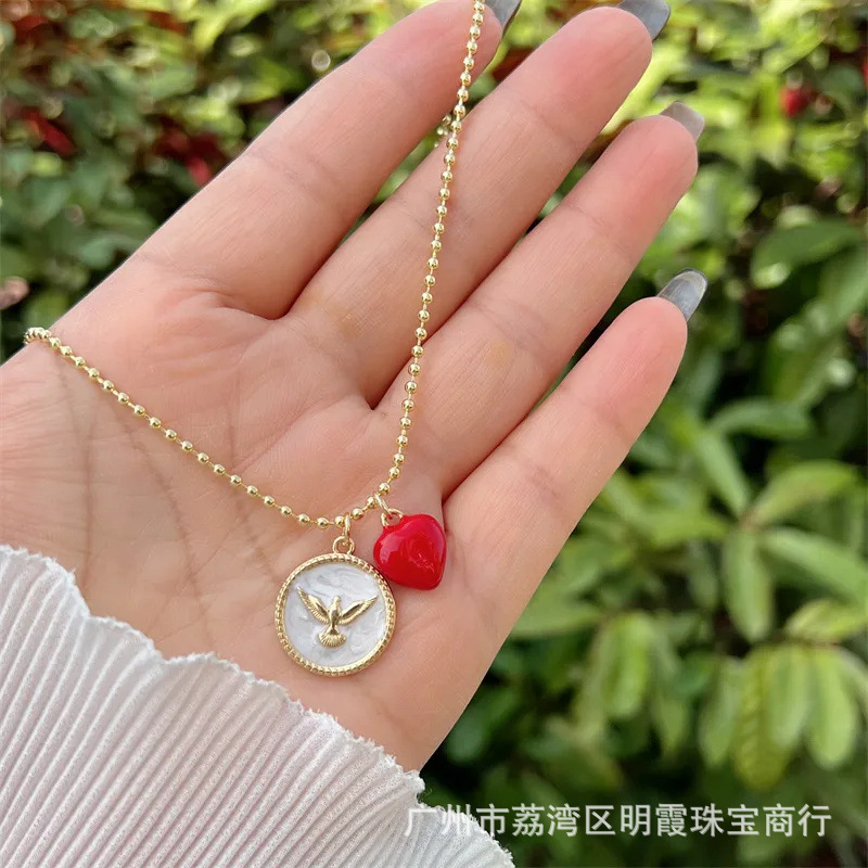 Multiple styles copper plated 18k gold full diamond colorful zircon heart cross little angel combination ball chain necklace – suitable for..
