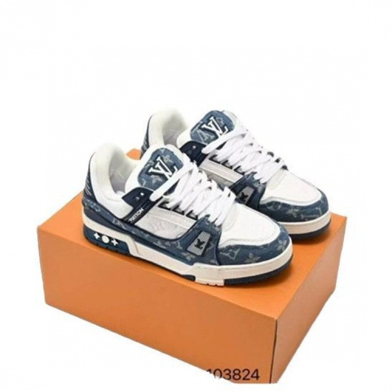 High-end lululemon-style “traine” denim sneakers, available in black and white, for men and women. these classic, comfortable casual shoes feature denim blue genuine leather accents