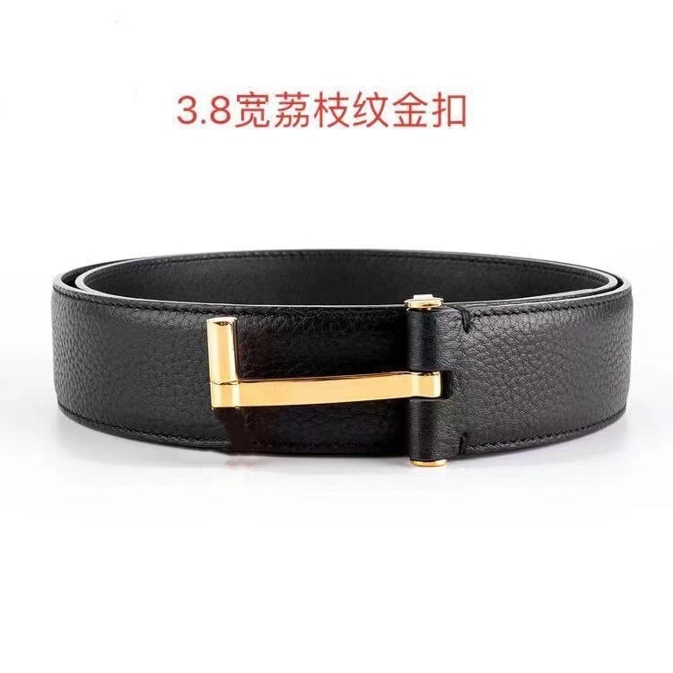 Hot-selling leather belt with letter buckle, t-shape, trendy men’s genuine leather belt, fashionable double-sided cowhide jeans belt