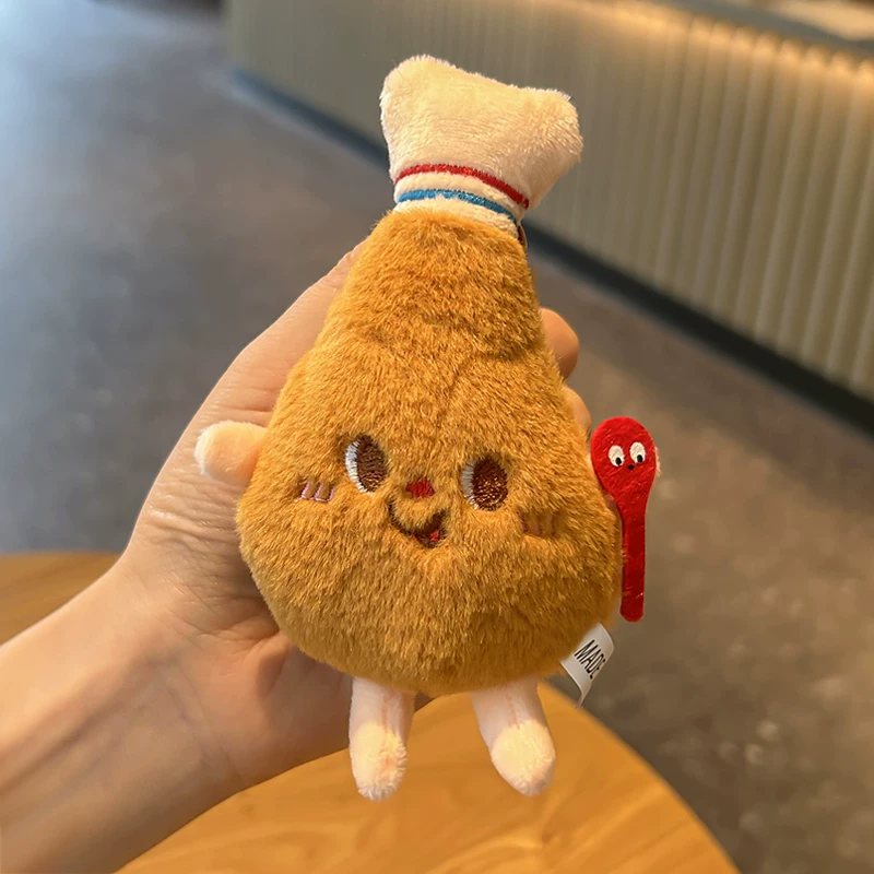Hamburger and fries stuffed doll cute bag pendant female student couple doll toast bread pendant keychain