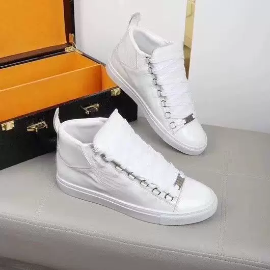 Paris trendy export men’s high-top sneakers, white leather fashion lace-up casual sports shoes – factory direct