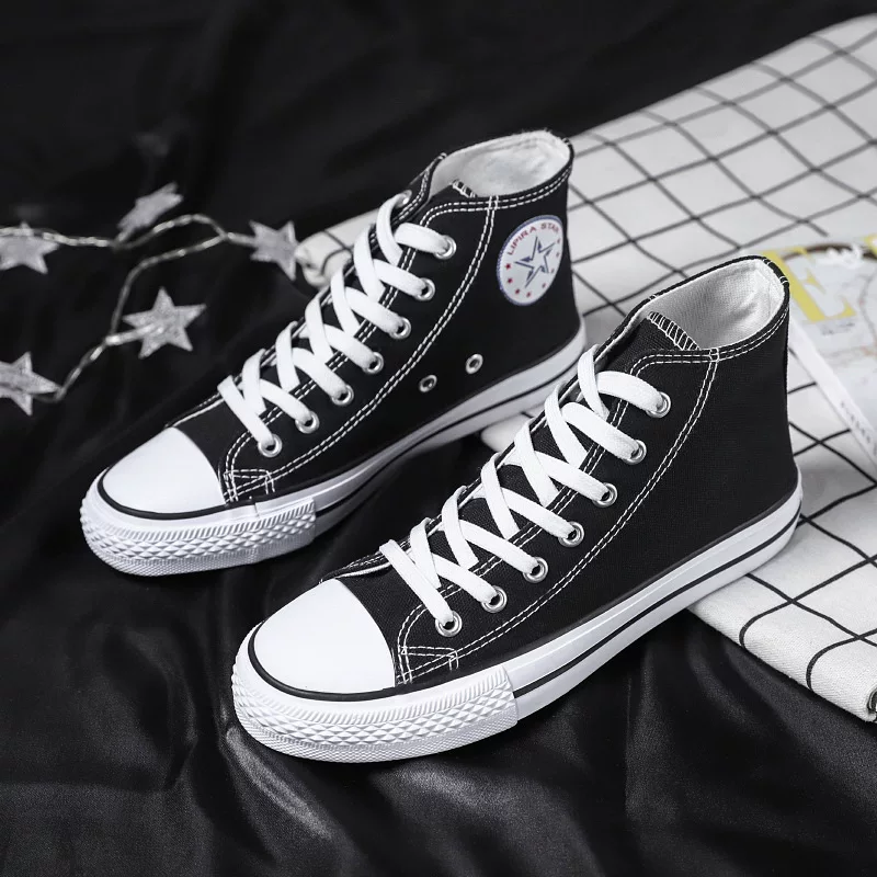 High-top men’s shoes summer breathable trendy canvas shoes 38 small size 37 36 size men’s easiest for match sneakers 45 46 plus size