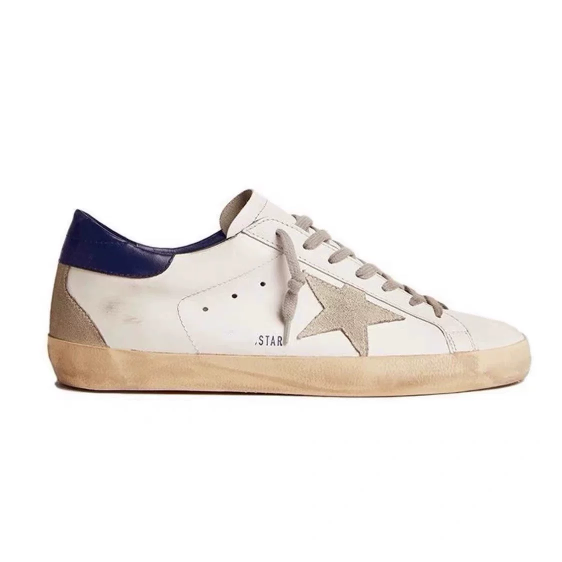 Korean gg distressed star dirty shoes for women 2024 classic easiest for match men’s sneakers hidden heel dirty cowhide white shoes